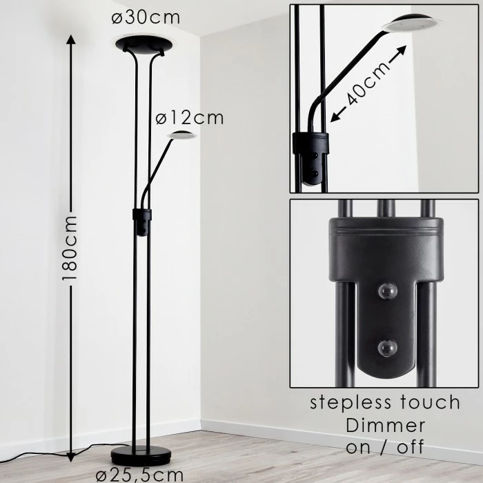 Hofstein Abiqua Deckenfluter LED Schwarz, 2-flammig 2 Hofstein Abiqua Deckenfluter LED Schwarz, 2-flammig – Bild 2