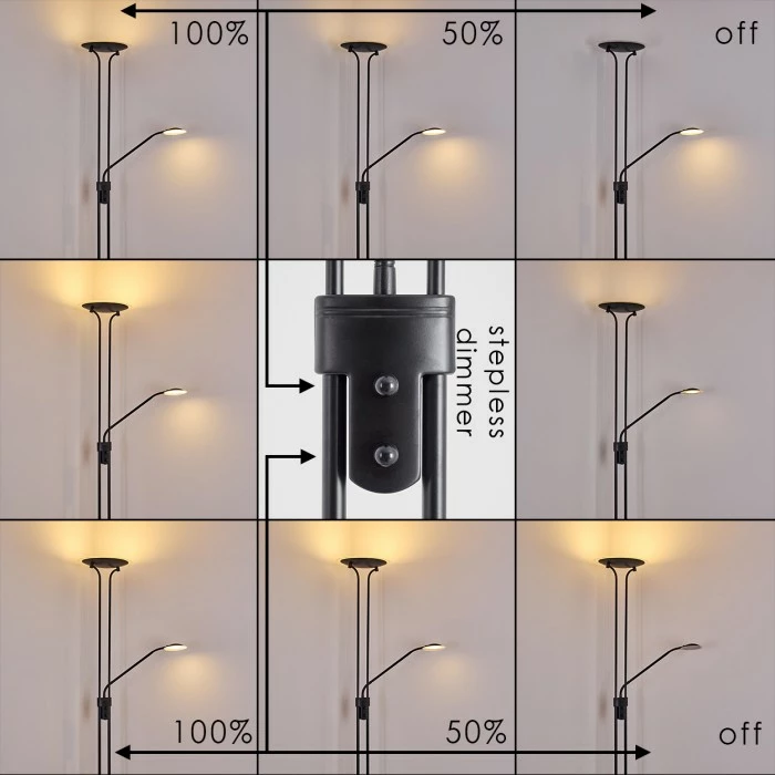 Hofstein Abiqua Deckenfluter LED Schwarz, 2-flammig 6 Hofstein Abiqua Deckenfluter LED Schwarz, 2-flammig – Bild 6
