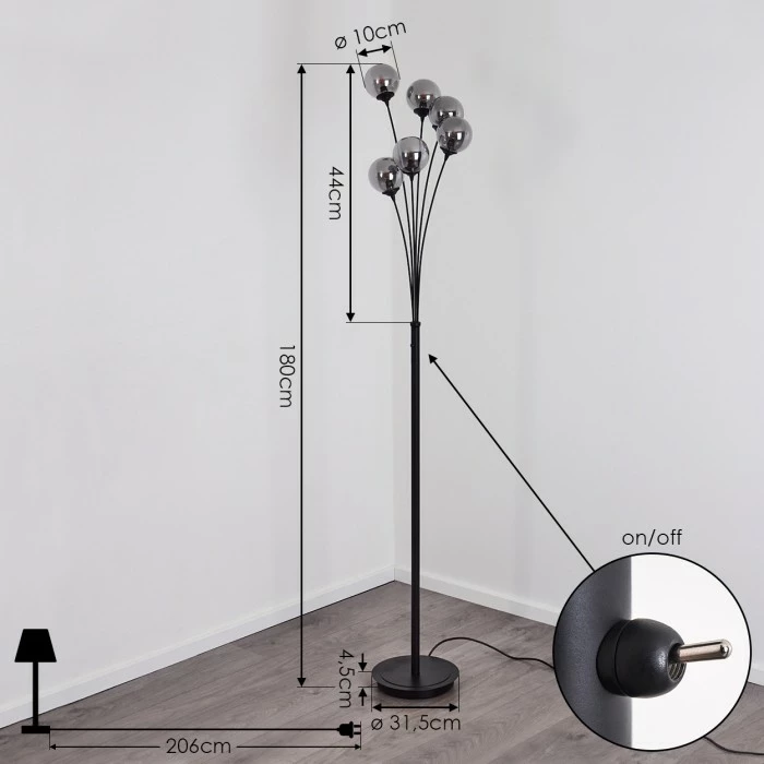 Hofstein Abramo Stehleuchte LED Schwarz, 6-flammig 4 Hofstein Abramo Stehleuchte LED Schwarz, 6-flammig – Bild 4