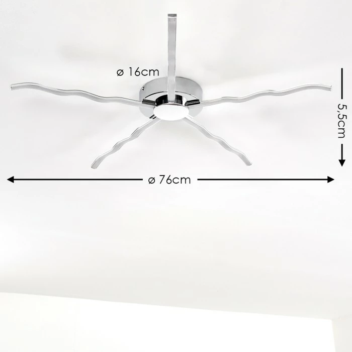 Hofstein Alavus Deckenleuchte LED Chrom, 5-flammig 2 Hofstein Alavus Deckenleuchte LED Chrom, 5-flammig – Bild 2