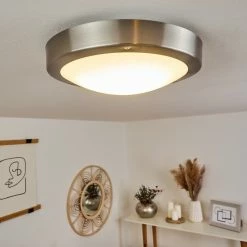 Hofstein Alleen Außendeckenleuchte LED Nickel-Matt, 3-flammig