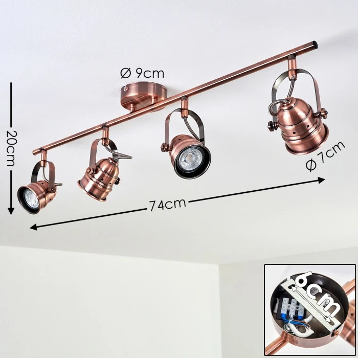 Hofstein Aniak Deckenleuchte LED Kupferfarben, 4-flammig 2 Hofstein Aniak Deckenleuchte LED Kupferfarben, 4-flammig – Bild 2