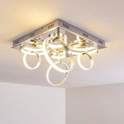 Hofstein Aragno Deckenleuchte LED Nickel-Matt, Chrom, 1-flammig -LED Leuchten Verkäufe aragno deckenleuchte h167312 14