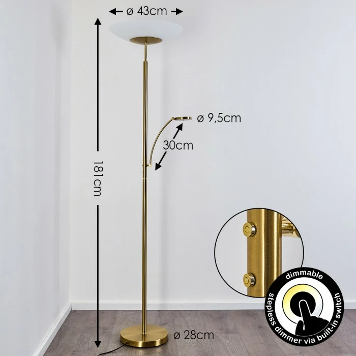 Hofstein Argostoli Deckenfluter LED Messing, 2-flammig 2 Hofstein Argostoli Deckenfluter LED Messing, 2-flammig – Bild 2
