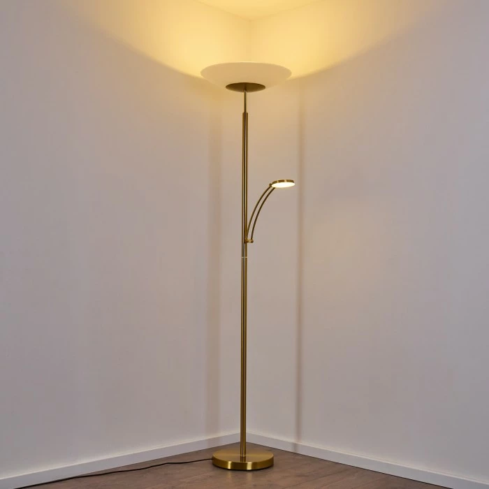 Hofstein Argostoli Deckenfluter LED Messing, 2-flammig 3 Hofstein Argostoli Deckenfluter LED Messing, 2-flammig – Bild 3