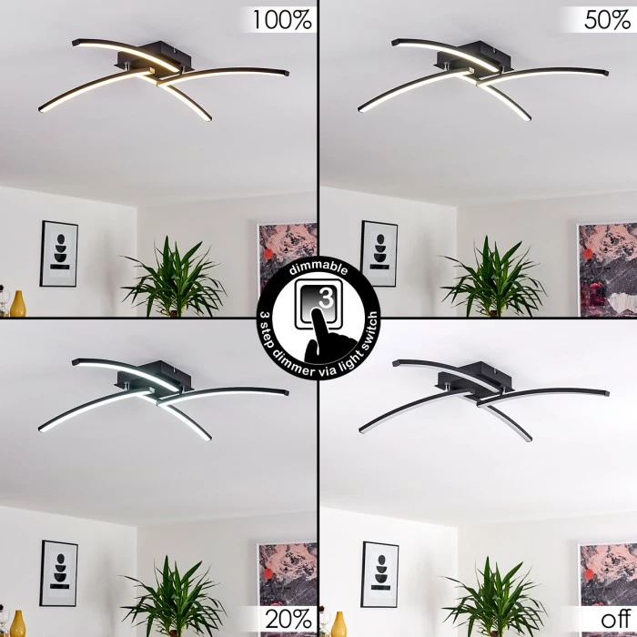 Hofstein Aringa Deckenleuchte LED Schwarz, 1-flammig 2 Hofstein Aringa Deckenleuchte LED Schwarz, 1-flammig – Bild 2