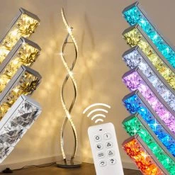 Hofstein Assuan Stehlampe LED Chrom, 1-flammig, Fernbedienung, Farbwechsler