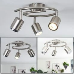 Hofstein Autilla Deckenleuchte LED Nickel-Matt, Weiß, 3-flammig