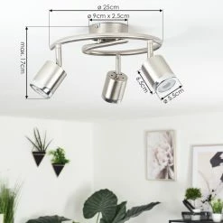 Hofstein Autilla Deckenleuchte LED Nickel-Matt, Weiß, 3-flammig -LED Leuchten Verkäufe autilla deckenleuchte h3590799 3