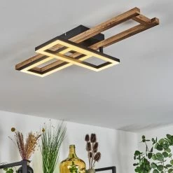 Hofstein Ayajasco Deckenleuchte LED Schwarz, Naturfarben, 1-flammig