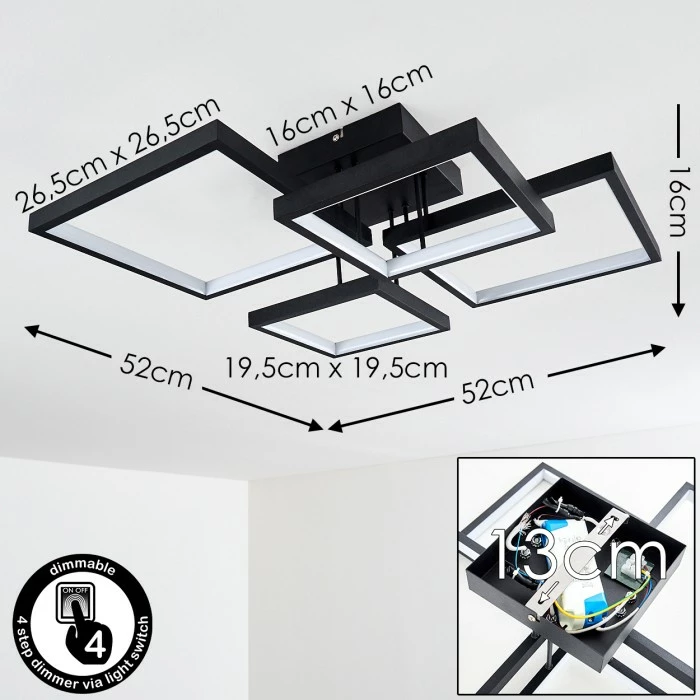 Hofstein Bacolod Deckenleuchte LED Schwarz, 1-flammig 2 Hofstein Bacolod Deckenleuchte LED Schwarz, 1-flammig – Bild 2