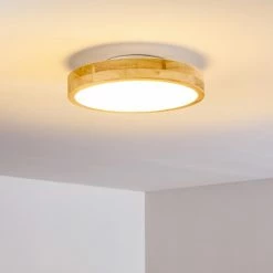 Hofstein Bagaha Deckenleuchte LED Holz hell, 1-flammig, Fernbedienung -LED Leuchten Verkäufe bagaha deckenleuchte h3313121 2