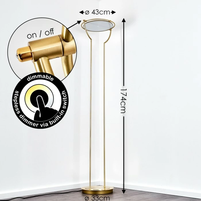 Hofstein Baise Deckenfluter LED Messing, 1-flammig 2 Hofstein Baise Deckenfluter LED Messing, 1-flammig – Bild 2