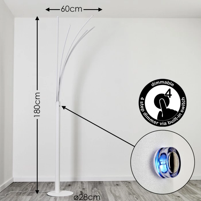 Hofstein Bakersfield Stehleuchte LED Weiß, 1-flammig 2 Hofstein Bakersfield Stehleuchte LED Weiß, 1-flammig – Bild 2