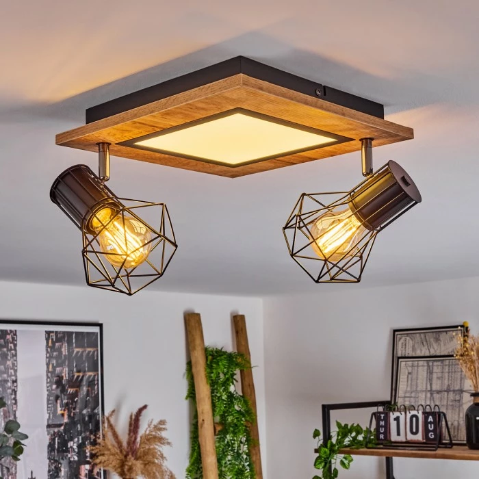 Hofstein Bardhaman Deckenleuchte LED Chrom, Schwarz, Weiß, Holzoptik, 3-flammig 13 Hofstein Bardhaman Deckenleuchte LED Chrom, Schwarz, Weiß, Holzoptik, 3-flammig – Bild 13