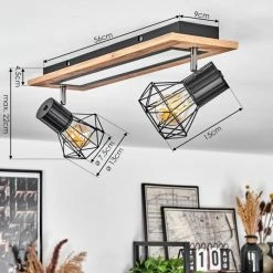 Hofstein Bardhaman Deckenleuchte LED Chrom, Schwarz, Weiß, Holzoptik, 3-flammig -LED Leuchten Verkäufe bardhaman deckenleuchte h3598078 3