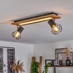 Hofstein Bardhaman Deckenleuchte LED Chrom, Schwarz, Weiß, Holzoptik, 3-flammig -LED Leuchten Verkäufe bardhaman deckenleuchte h3598078 6