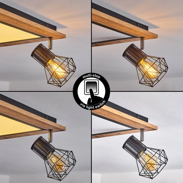 Hofstein Bardhaman Deckenleuchte LED Chrom, Schwarz, Braun, Holzoptik, 5-flammig 2 Hofstein Bardhaman Deckenleuchte LED Chrom, Schwarz, Braun, Holzoptik, 5-flammig – Bild 2