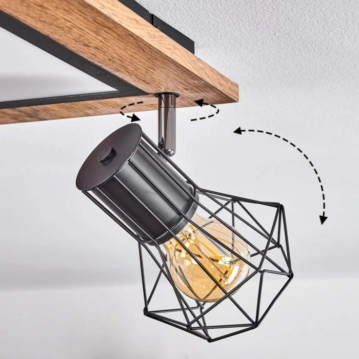 Hofstein Bardhaman Deckenleuchte LED Chrom, Schwarz, Braun, Holzoptik, 5-flammig 6 Hofstein Bardhaman Deckenleuchte LED Chrom, Schwarz, Braun, Holzoptik, 5-flammig – Bild 6