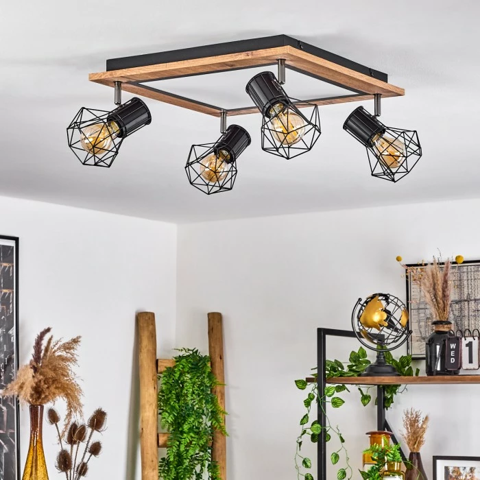 Hofstein Bardhaman Deckenleuchte LED Chrom, Schwarz, Braun, Holzoptik, 5-flammig 10 Hofstein Bardhaman Deckenleuchte LED Chrom, Schwarz, Braun, Holzoptik, 5-flammig – Bild 10