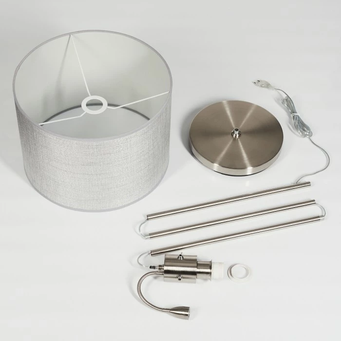 Hofstein Barruelo Stehleuchte LED Nickel-Matt, 2-flammig 5 Hofstein Barruelo Stehleuchte LED Nickel-Matt, 2-flammig – Bild 5