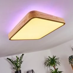 Hofstein Batamoto Deckenpanel LED Weiß, Holz hell, 2-flammig, Fernbedienung -LED Leuchten Verkäufe batamoto deckenpanel h3394281 6