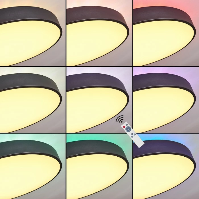 Hofstein Batamoto Deckenpanel LED Schwarz, Weiß, 2-flammig, Fernbedienung, Farbwechsler 2 Hofstein Batamoto Deckenpanel LED Schwarz, Weiß, 2-flammig, Fernbedienung, Farbwechsler – Bild 2