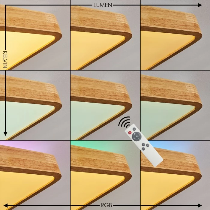 Hofstein Batamoto LED Panel Weiß, Holz hell, 2-flammig, Fernbedienung, Farbwechsler 2 Hofstein Batamoto LED Panel Weiß, Holz hell, 2-flammig, Fernbedienung, Farbwechsler – Bild 2