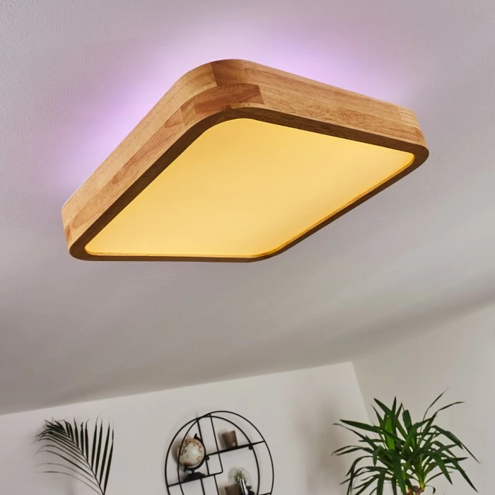 Hofstein Batamoto LED Panel Weiß, Holz hell, 2-flammig, Fernbedienung, Farbwechsler 7 Hofstein Batamoto LED Panel Weiß, Holz hell, 2-flammig, Fernbedienung, Farbwechsler – Bild 7