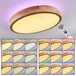 Hofstein Batamoto LED Panel Holz hell, 2-flammig, Fernbedienung