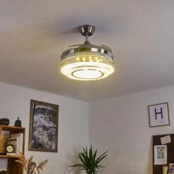 Hofstein Bendigo Deckenventilator LED Nickel-Matt, Transparent, Klar, 1-flammig -LED Leuchten Verkäufe bendigo deckenventilator h3325674 12