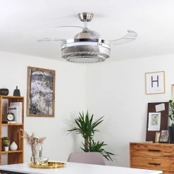 Hofstein Bendigo Deckenventilator LED Nickel-Matt, Transparent, Klar, 1-flammig -LED Leuchten Verkäufe bendigo deckenventilator h3325674 3