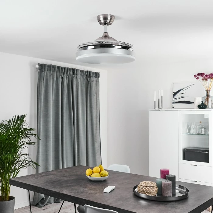 Hofstein Bendigo Deckenventilator LED Chrom, 1-flammig 7 Hofstein Bendigo Deckenventilator LED Chrom, 1-flammig – Bild 7