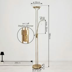 Hofstein Biot Deckenfluter LED Messing, 2-flammig -LED Leuchten Verkäufe biot deckenfluter h3542491 3