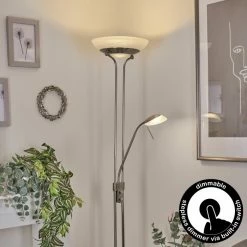 Hofstein Biot Deckenfluter LED Nickel-Matt, 2-flammig