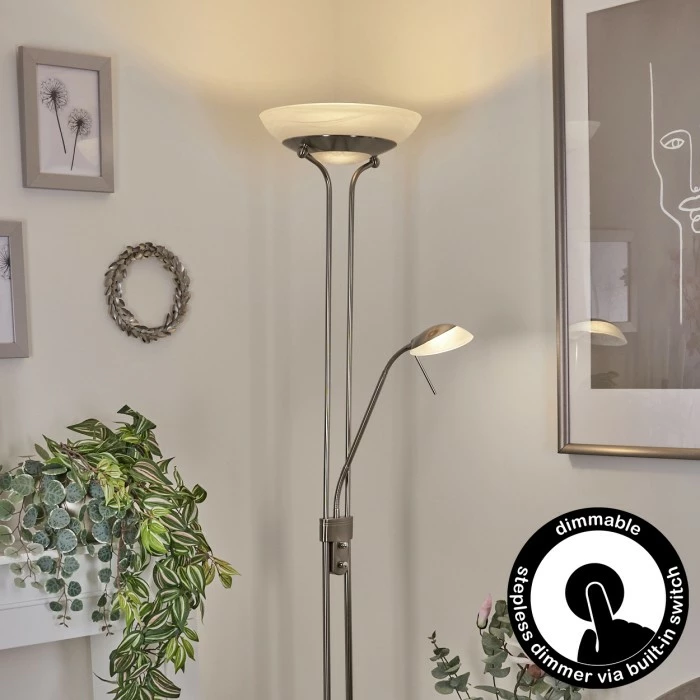 Hofstein Biot Deckenfluter LED Nickel-Matt, 2-flammig 1 Hofstein Biot Deckenfluter LED Nickel-Matt, 2-flammig