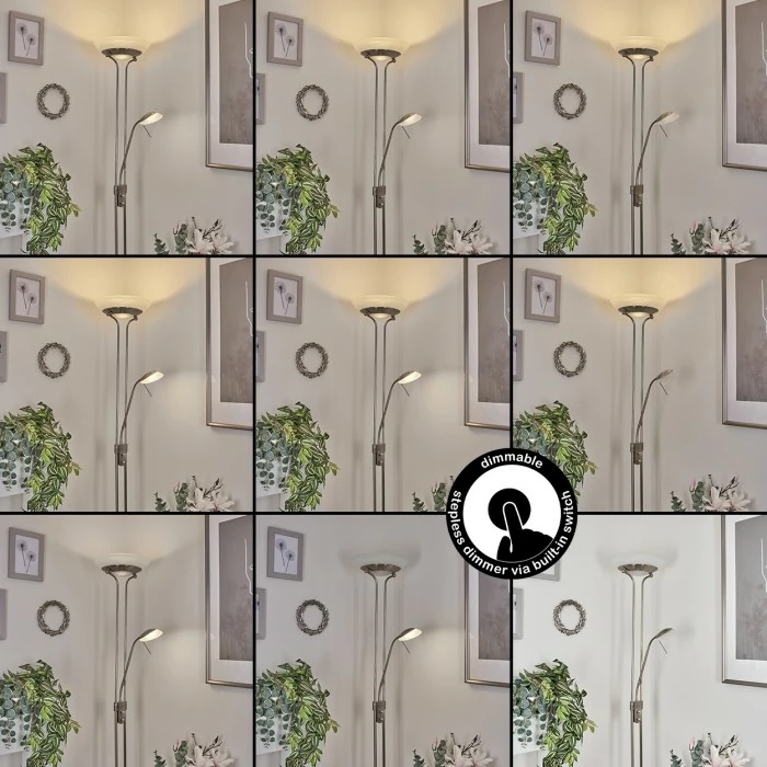 Hofstein Biot Deckenfluter LED Nickel-Matt, 2-flammig 2 Hofstein Biot Deckenfluter LED Nickel-Matt, 2-flammig – Bild 2