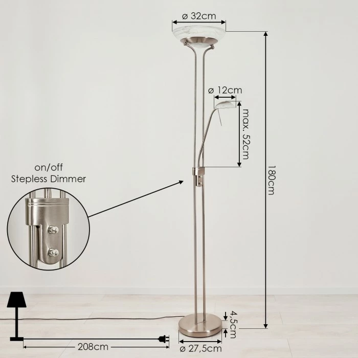Hofstein Biot Deckenfluter LED Nickel-Matt, 2-flammig 4 Hofstein Biot Deckenfluter LED Nickel-Matt, 2-flammig – Bild 4