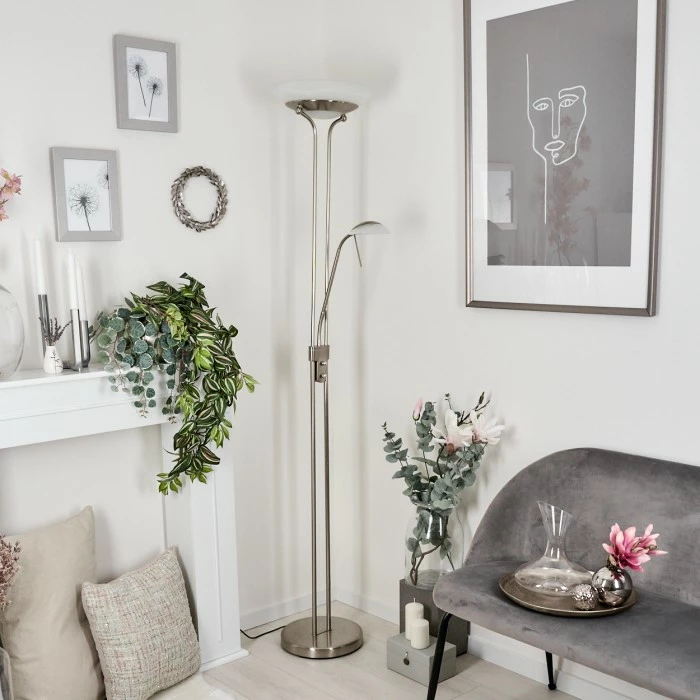 Hofstein Biot Deckenfluter LED Nickel-Matt, 2-flammig 10 Hofstein Biot Deckenfluter LED Nickel-Matt, 2-flammig – Bild 10