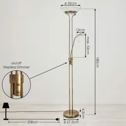 Hofstein Biot Deckenfluter LED Altmessing, 2-flammig -LED Leuchten Verkäufe biot deckenfluter h3551905 3