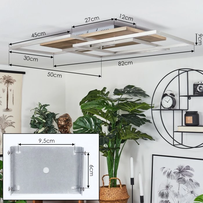 Hofstein Blandford Deckenleuchte LED Nickel-Matt, Silber, Naturfarben, 3-flammig, Fernbedienung 4 Hofstein Blandford Deckenleuchte LED Nickel-Matt, Silber, Naturfarben, 3-flammig, Fernbedienung – Bild 4