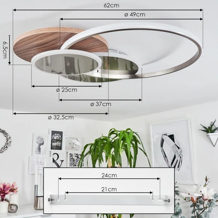 Hofstein Blandford Deckenleuchte LED Nickel-Matt, Silber, Naturfarben, 1-flammig, Fernbedienung 4 Hofstein Blandford Deckenleuchte LED Nickel-Matt, Silber, Naturfarben, 1-flammig, Fernbedienung – Bild 4