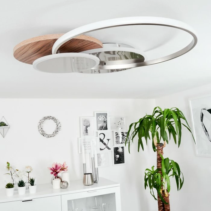 Hofstein Blandford Deckenleuchte LED Nickel-Matt, Silber, Naturfarben, 1-flammig, Fernbedienung 9 Hofstein Blandford Deckenleuchte LED Nickel-Matt, Silber, Naturfarben, 1-flammig, Fernbedienung – Bild 9