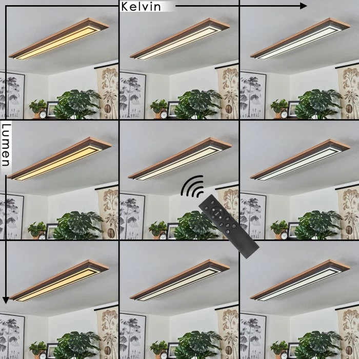 Hofstein Blandford Deckenpanel LED Schwarz, Braun, Holzoptik, 2-flammig, Fernbedienung 2 Hofstein Blandford Deckenpanel LED Schwarz, Braun, Holzoptik, 2-flammig, Fernbedienung – Bild 2