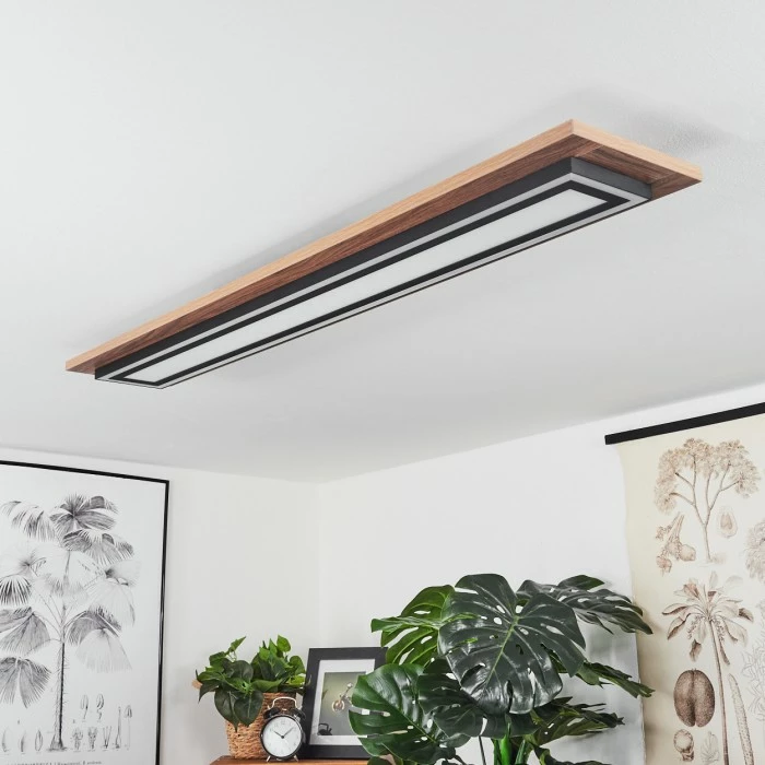 Hofstein Blandford Deckenpanel LED Schwarz, Braun, Holzoptik, 2-flammig, Fernbedienung 12 Hofstein Blandford Deckenpanel LED Schwarz, Braun, Holzoptik, 2-flammig, Fernbedienung – Bild 12