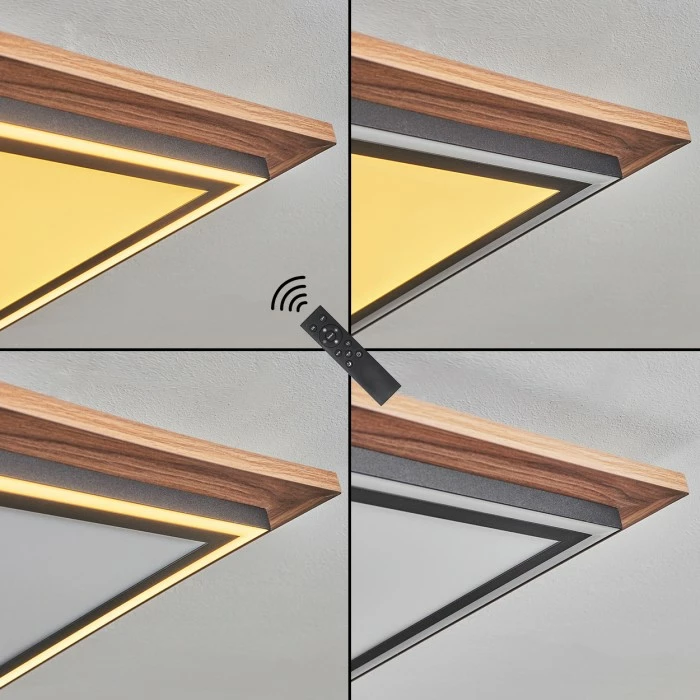 Hofstein Blandford Deckenpanel LED Schwarz, Braun, Holzoptik, 2-flammig, Fernbedienung 3 Hofstein Blandford Deckenpanel LED Schwarz, Braun, Holzoptik, 2-flammig, Fernbedienung – Bild 3