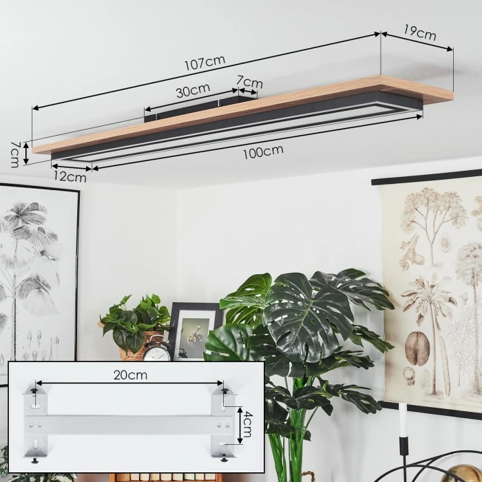 Hofstein Blandford Deckenpanel LED Schwarz, Braun, Holzoptik, 2-flammig, Fernbedienung 4 Hofstein Blandford Deckenpanel LED Schwarz, Braun, Holzoptik, 2-flammig, Fernbedienung – Bild 4