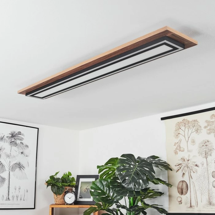 Hofstein Blandford Deckenpanel LED Schwarz, Braun, Holzoptik, 2-flammig, Fernbedienung 5 Hofstein Blandford Deckenpanel LED Schwarz, Braun, Holzoptik, 2-flammig, Fernbedienung – Bild 5