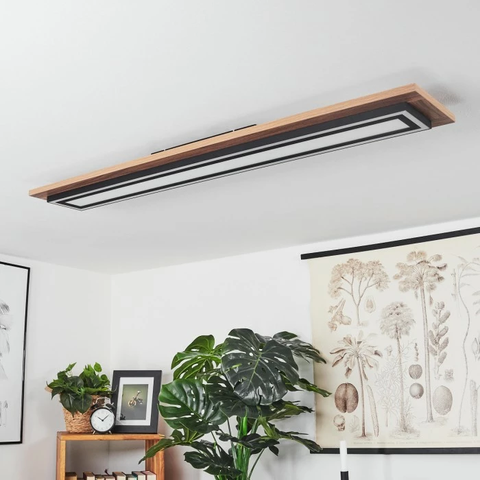 Hofstein Blandford Deckenpanel LED Schwarz, Braun, Holzoptik, 2-flammig, Fernbedienung 10 Hofstein Blandford Deckenpanel LED Schwarz, Braun, Holzoptik, 2-flammig, Fernbedienung – Bild 10