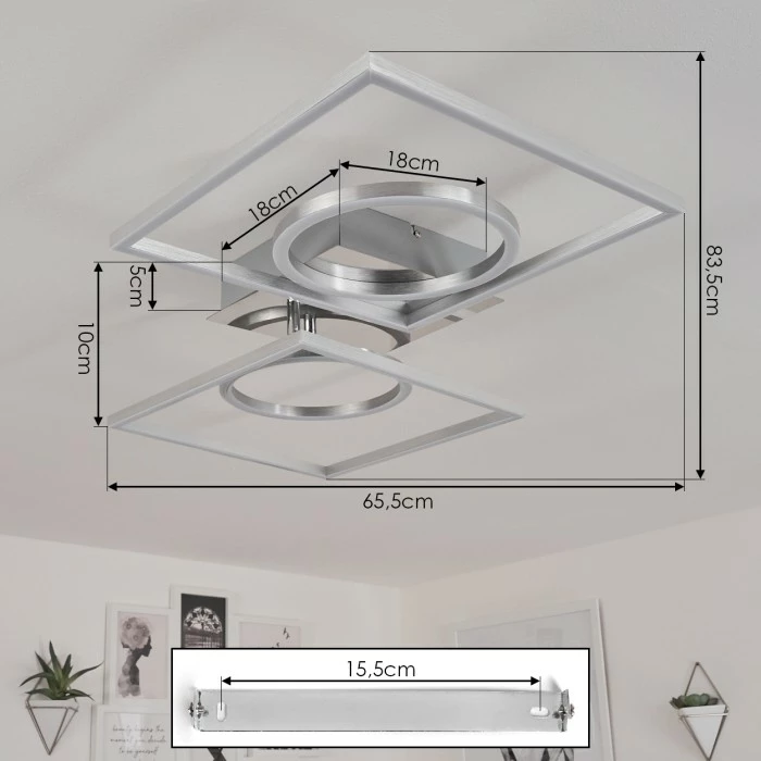 Hofstein Buren Deckenleuchte LED Nickel-Matt, 1-flammig 4 Hofstein Buren Deckenleuchte LED Nickel-Matt, 1-flammig – Bild 4